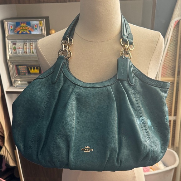 Large Teal Coach Hobo shoulder bag with Duster bag - Picture 2 of 9